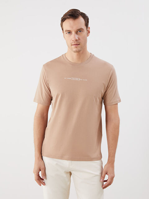 LCWAIKIKI Classic Bisiklet Yaka Baskılı Penye Erkek Tişört - S5PI69Z8-GCM