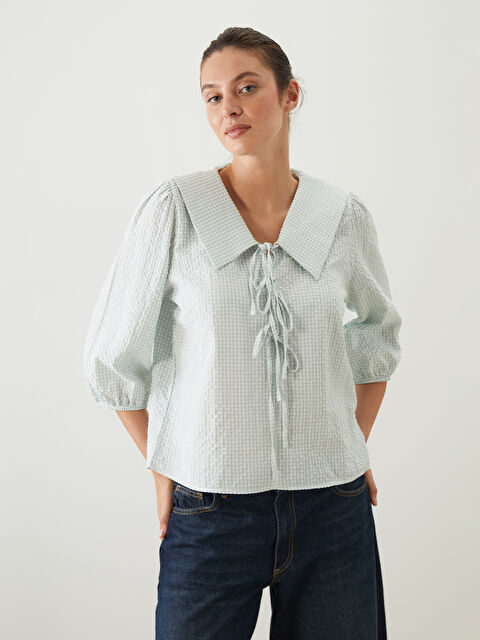 LCWAIKIKI Classic Peter Pan Collar Plaid Blouse - S5PI72Z8-ECF