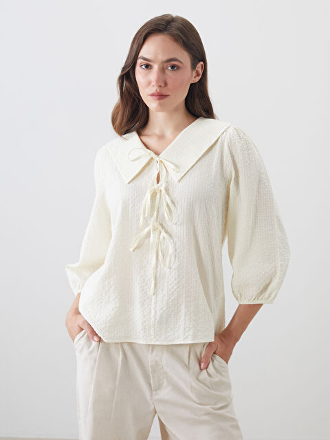 LCWAIKIKI Classic Peter Pan Collar Textured Blouse - S5PI72Z8-SAG