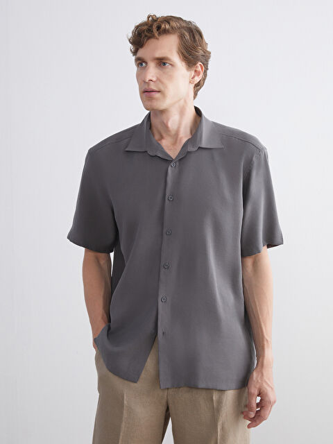 LCW Vision Regular Fit Kısa Kollu Armürlü Erkek Gömlek - S5PJ02Z8-HHY