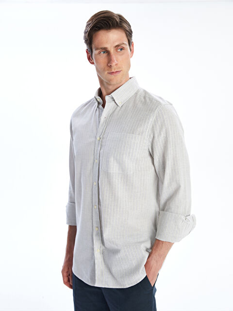 SOUTHBLUE Regular Fit Uzun Kollu Çizgili Keten Karışımlı Erkek Gömlek - S5PJ56Z8-CT0