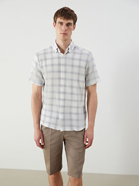 SOUTHBLUE Regular Fit Kısa Kollu Keten Karışımlı Erkek Gömlek - S5PJ61Z8-LLX