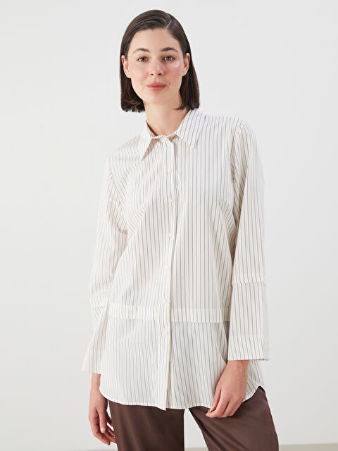 LCWAIKIKI Classic Çizgili Poplin Kadın Gömlek Tunik - S5PJ62Z8-LFC