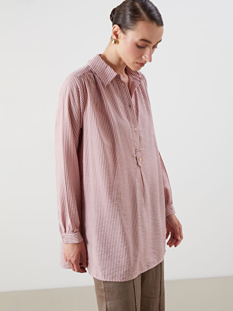 LCWAIKIKI Classic Çizgili Oversize Kadın Gömlek Tunik - S5PJ69Z8-LHK