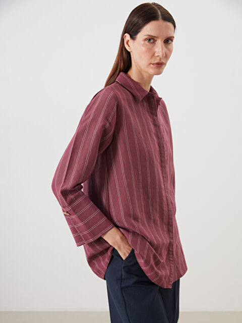 LCWAIKIKI Classic Çizgili Modal Karışımlı Kadın Gömlek Tunik - S5PJ78Z8-LET