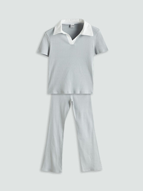 LCW Kids Polo Yaka Kız Çocuk Tişört ve Tayt - S5PK49Z4-G7J