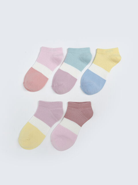 LCW Kids Renk Bloklu Kız Çocuk Patik Çorap 5'li - S5PK54Z4-M0T