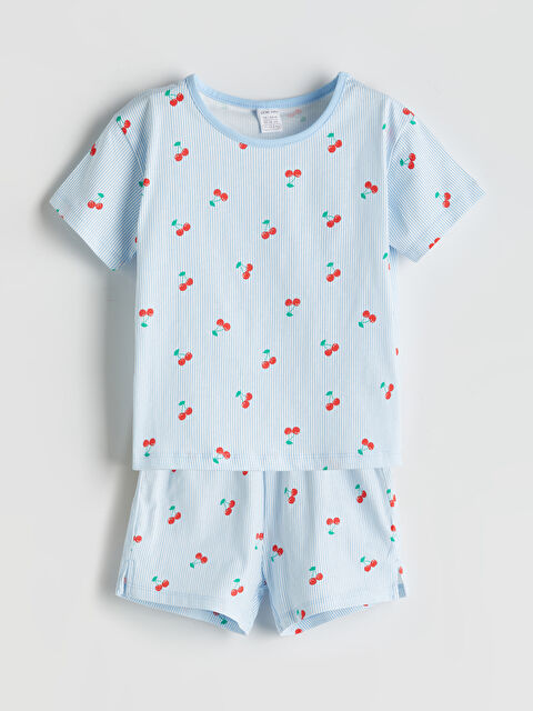 LCW baby Kiraz Baskılı Kız Bebek Tişört ve Şort 2'li - S5PK78Z1-LEH