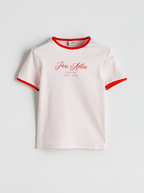 LCW Kids Bisiklet Yaka Paris Baskılı Kız Çocuk Tişört - S5PK80Z4-ZN6