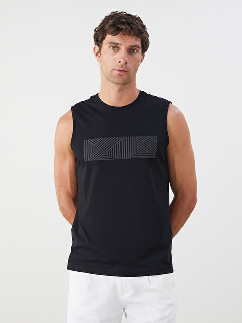 LCWAIKIKI Classic Bisiklet Yaka Baskılı Erkek Kolsuz Tişört - S5PK84Z8-CVL