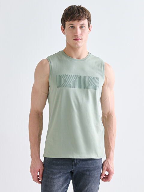 LCWAIKIKI Classic Bisiklet Yaka Baskılı Erkek Kolsuz Tişört - S5PK84Z8-ZPE