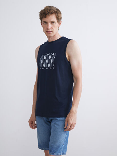 LCWAIKIKI Classic Bisiklet Yaka Baskılı Erkek Kolsuz Tişört - S5PK86Z8-DWP