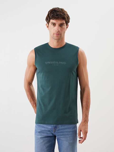 LCWAIKIKI Classic Bisiklet Yaka Baskılı Erkek Kolsuz Tişört - S5PK88Z8-ZDJ