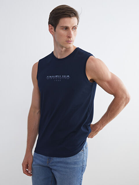 LCWAIKIKI Classic Bisiklet Yaka Baskılı Erkek Kolsuz Tişört - S5PK88Z8-DWP