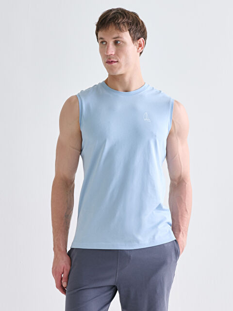 LCWAIKIKI Classic Bisiklet Yaka Baskılı Erkek Kolsuz Tişört - S5PK89Z8-SXR