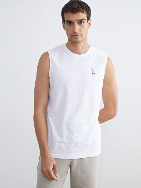 LCWAIKIKI Classic Bisiklet Yaka Baskılı Erkek Kolsuz Tişört - S5PK89Z8-Q6K