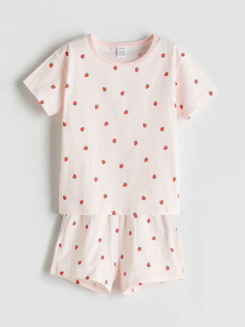 LCW baby Çilek Baskılı Kız Bebek Tişört ve Şort 2'li - S5PK95Z1-LHF