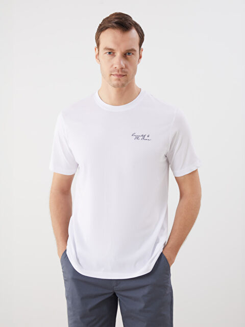 LCWAIKIKI Classic Bisiklet Yaka Baskılı Penye Erkek Tişört - S5PL09Z8-Q6K