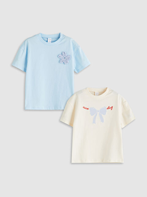 LCW baby Ribbon Detailed Girls' T-Shirt 2 Pack - S5PL49Z1-QXM