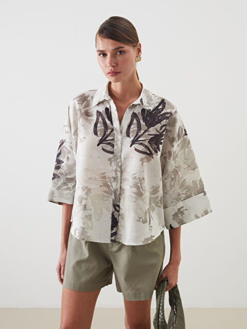 LCW Vision Desenli Oversize Kadın Gömlek - S5PM42Z8-LQB