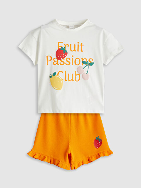 LCW Kids Penye Baskılı Kız Çocuk Tişört ve Şort 2'li - S5PM62Z1-R9J