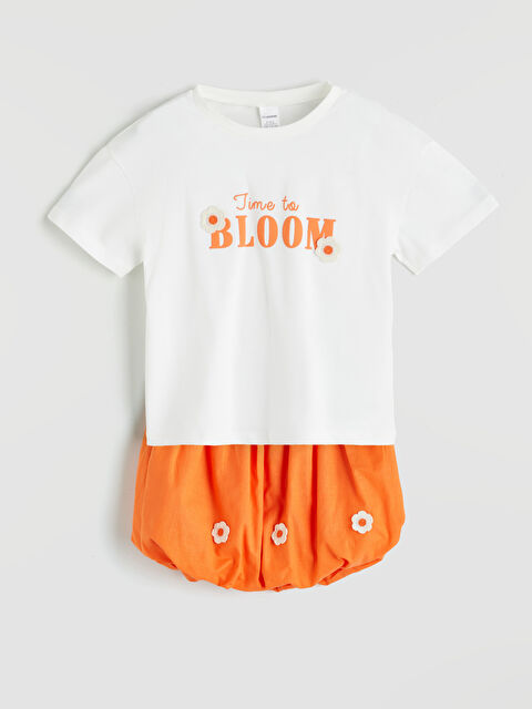 LCW Kids Çiçekli Kız Çocuk Tişört ve Şort 2'li - S5PM68Z1-R9J