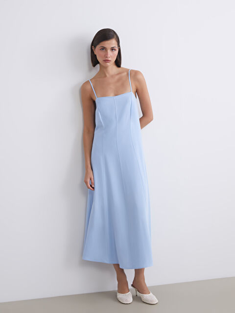 LCW Vision Kare Yaka Keten Karışımlı A Kesim Elbise - S5PM98Z8-QYD