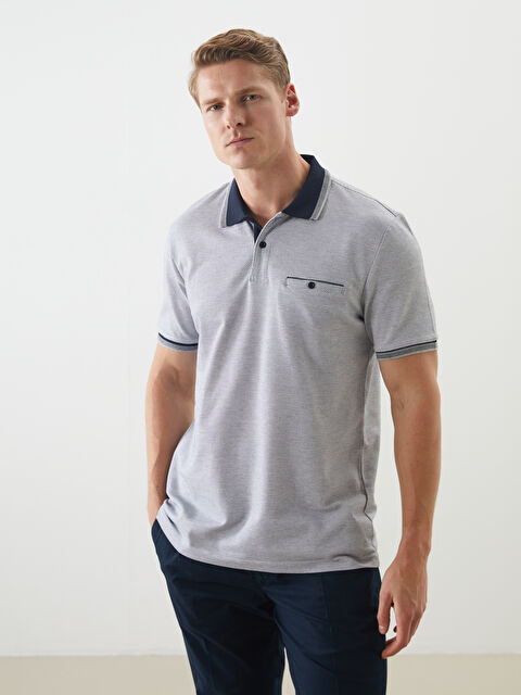 LCWAIKIKI Classic Polo Yaka Merserize Görünümlü Erkek Tişört - S5PN06Z8-MNG