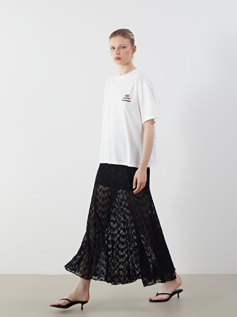 LCW Vision Beli Lastikli Dantelli Kloş Etek - S5PN38Z8-CVL