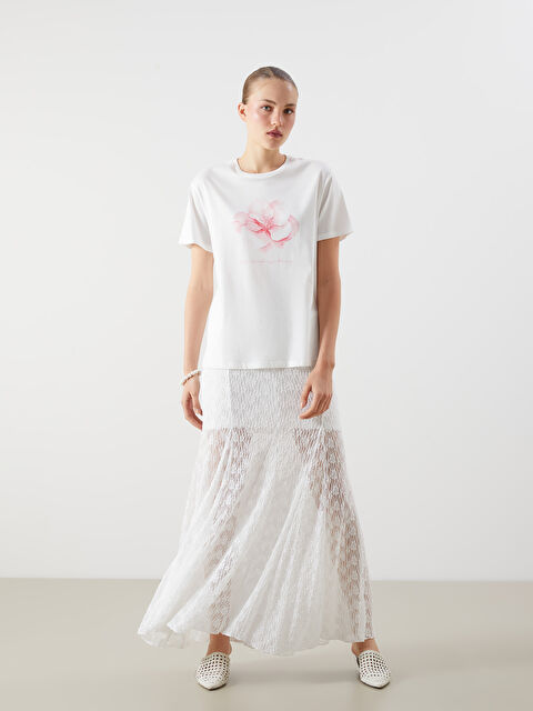 LCW Vision Beli Lastikli Dantelli Kloş Etek - S5PN38Z8-Q6K