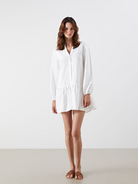 LCW Vision Kaçık Yaka Nakışlı A Kesim Mini Elbise - S5PN49Z8-Q6K