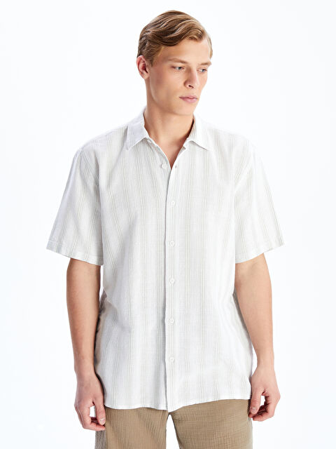 LCW Vision Regular Fit Kısa Kollu Çizgili Erkek Gömlek - S5PN58Z8-LGD