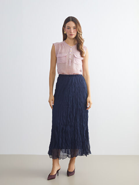 LCWAIKIKI Classic Beli Lastikli Pileli Etek - S5PN71Z8-HSA