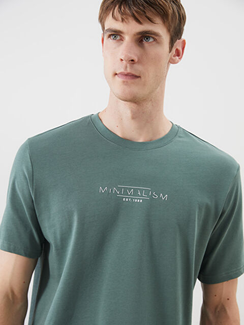 LCWAIKIKI Classic Bisiklet Yaka Baskılı Penye Erkek Tişört - S5PO57Z8-H6Z