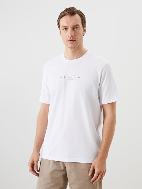 LCWAIKIKI Classic Bisiklet Yaka Baskılı Penye Erkek Tişört - S5PO57Z8-Q6K