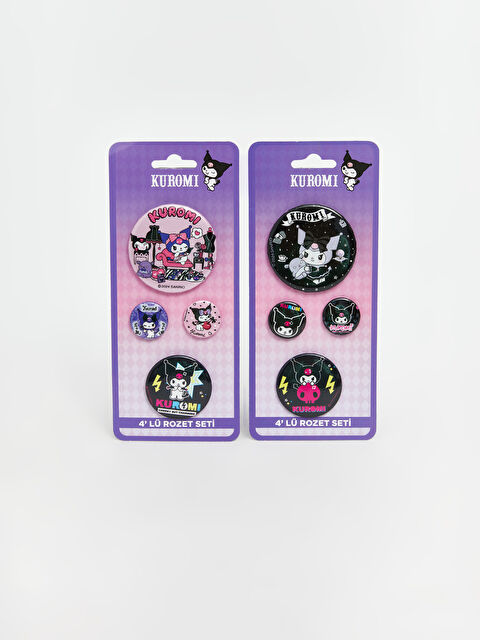 Hello Kitty Kuromi Baskılı Kız Çocuk Rozet Seti 4'lü