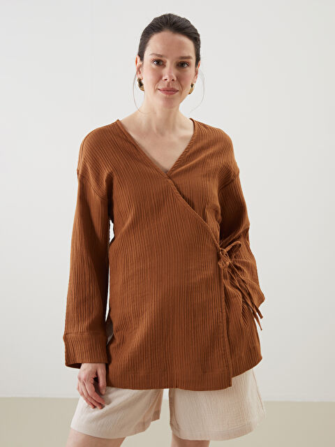 LCWAIKIKI Classic Kruvaze Yaka Dokulu Kadın Kimono - S5PO86Z8-F3E