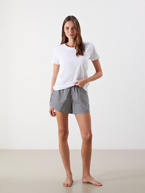 LCW Young Beli Lastikli Ekose Kadın Şort Pijama Altı - S5PO98Z8-LQJ