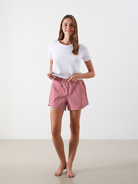 LCW Young Beli Lastikli Ekose Kadın Şort Pijama Altı - S5PO98Z8-LTP