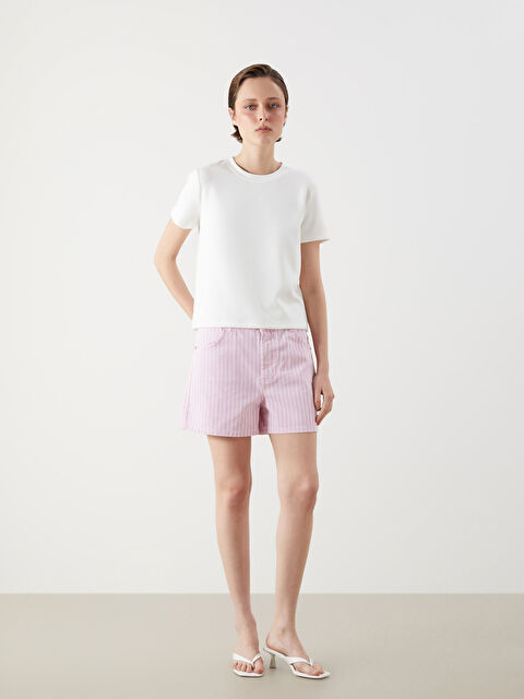 LCW Vision Standart Fit Çizgili Kadın Jean Şort - S5PP16Z8-FTG