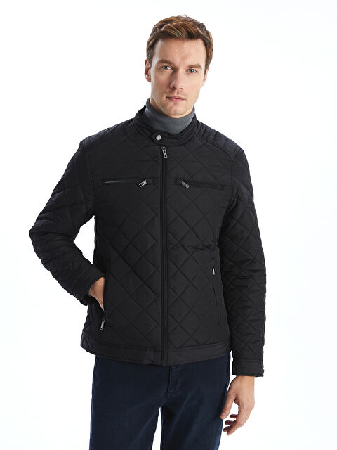 LCWAIKIKI Classic Standart Kalıp Biker Yaka Kapitoneli Erkek Mont - S60428Z8-CVL