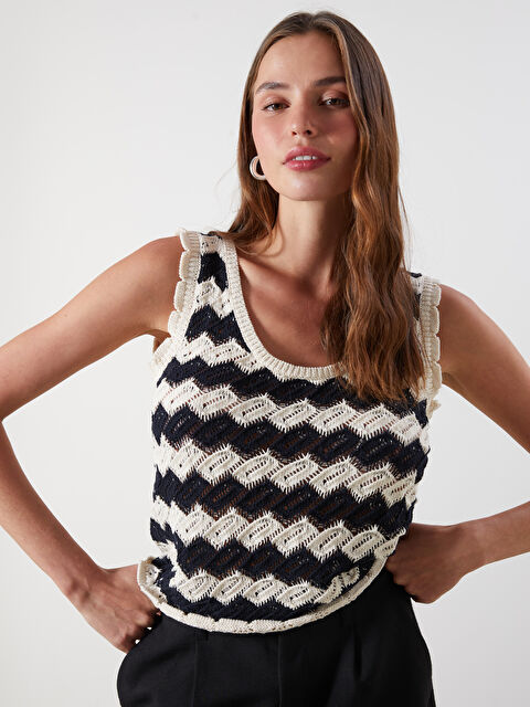 LCW Vision U Yaka Desenli Kadın Triko Süveter - S5PP27Z8-LGS