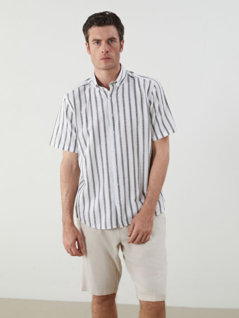 SOUTHBLUE Regular Fit Kısa Kollu %100 Keten Erkek Gömlek - S5PQ37Z8-CTA