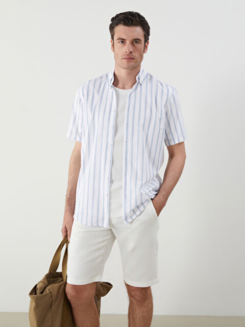 SOUTHBLUE Regular Fit Kısa Kollu %100 Keten Erkek Gömlek - S5PQ37Z8-LEN