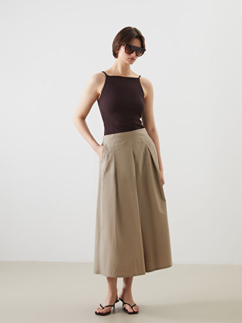 LCWAIKIKI Classic Beli Lastikli Pileli Etek - S5PQ38Z8-DFV