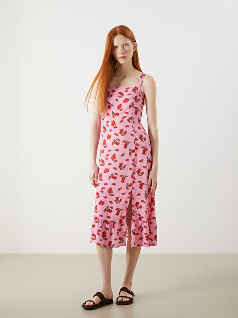 XSIDE Kare Yaka Çiçekli Elbise - S5PQ99Z8-LT9