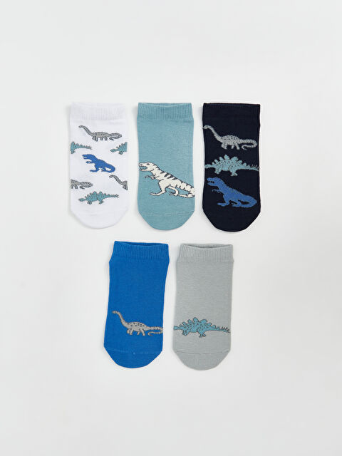 LCW Kids Dinozor Desenli Erkek Çocuk Patik Çorap 5'li - S5PR04Z4-K00