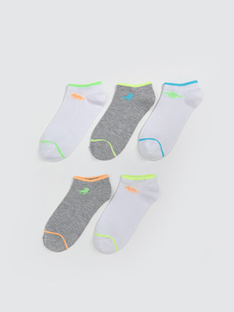 LCW Kids Dinozor Desenli Erkek Çocuk Patik Çorap 5'li - S5PR29Z4-K00