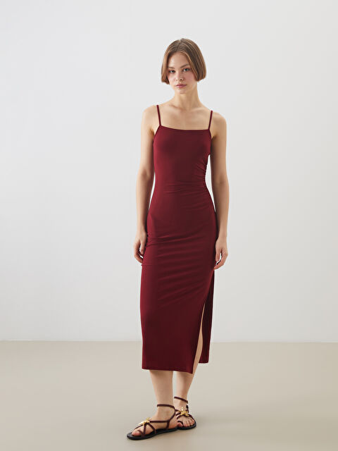 XSIDE Kare Yaka Askılı Büzgülü  Elbise - S5PR34Z8-CWK