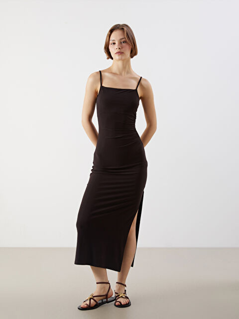 XSIDE Kare Yaka Askılı Büzgülü  Elbise - S5PR34Z8-ZHA